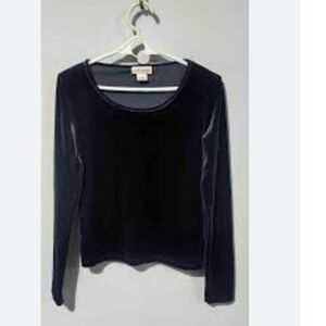 VTG Ann Taylor Velvet Cropped Long Sleeve Top Medium